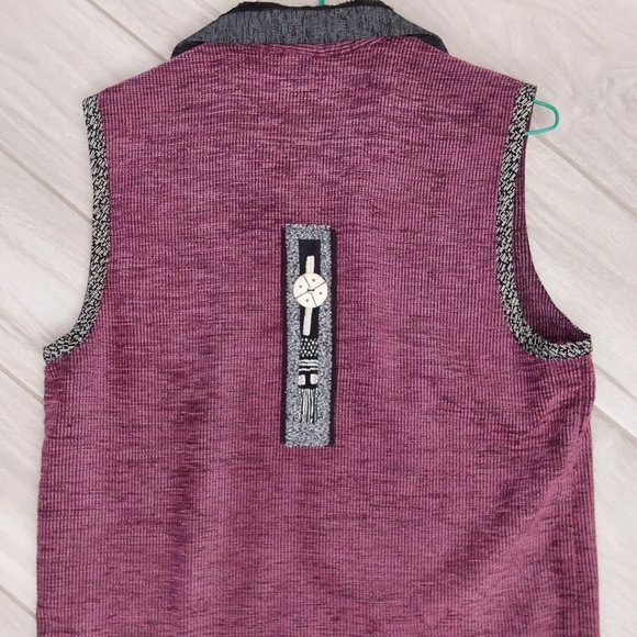 K.D. Spring Purple/Black Multi Texture Embellished Zip Front Vest.   Size M - Picture 3 of 3